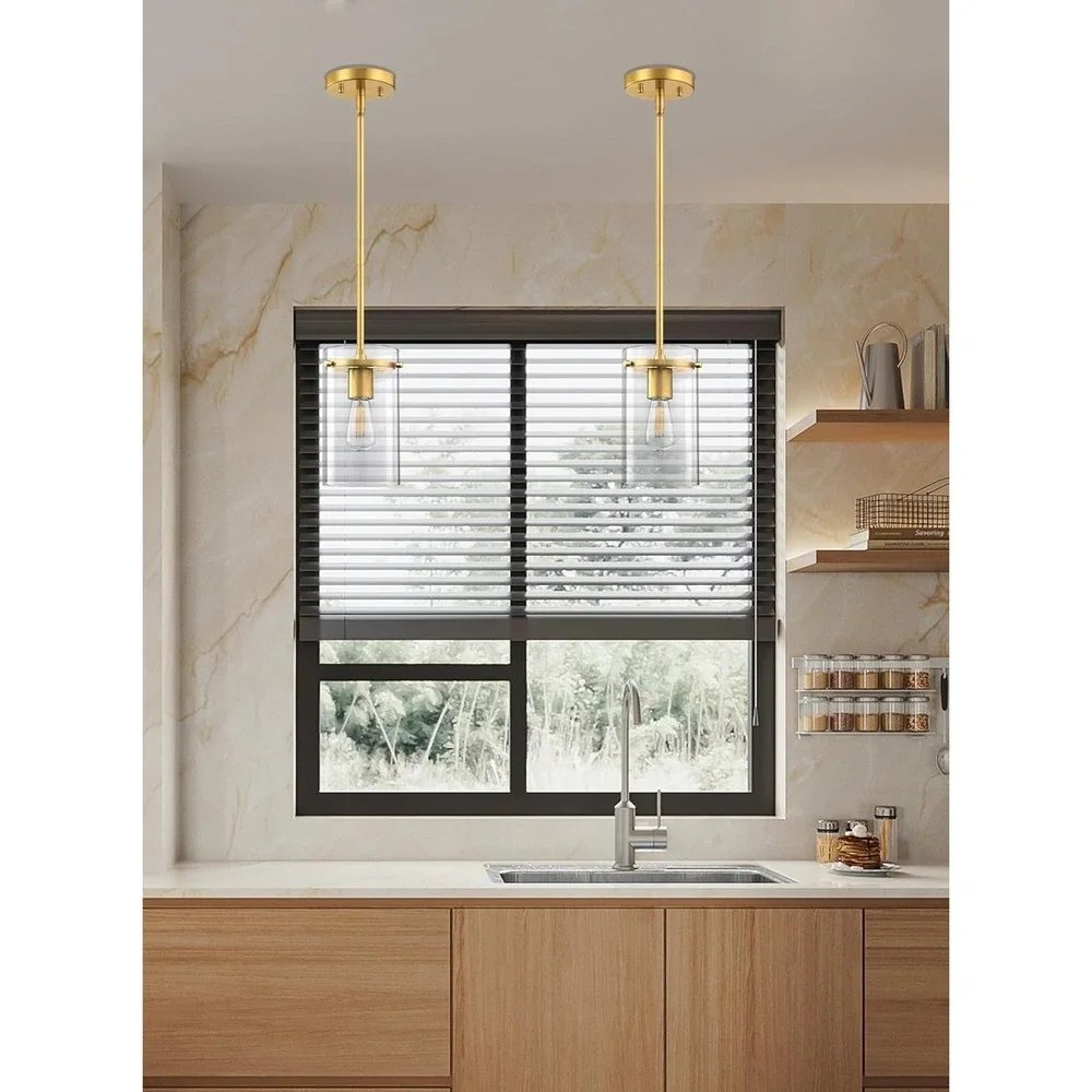 2 Pack‎ Pendant Lighting Brushed Bronze Kitchen Island Hanging Ceiling